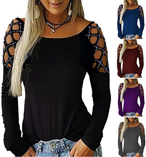 Andongnywell / Дамски Блузи с открити рамене на спагети презрамки, Ежедневни Свободни Основни Тениски, Блуза С кръгло деколте