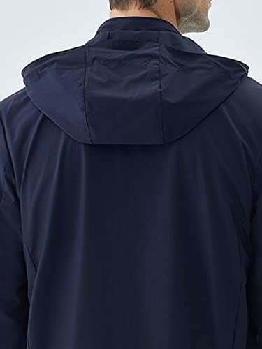 Якета OSHHO за Жените - Мъжко яке с качулка с цип и експозиции (Цвят: тъмно синьо Размер: Голям)