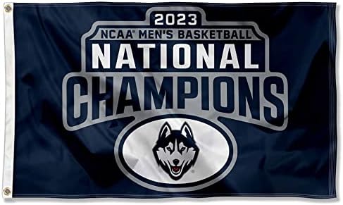 Флаг национални шампиони Кънектикът Хъски UCONN 2023 по баскетбол сред колежи 3x5 Банер