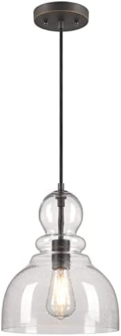 Окачен лампа Уестингхаус Lighting 6129900 Fiona Traditional One Light за помещения, Черно-Бронзова украса с отблясъци, Прозрачно