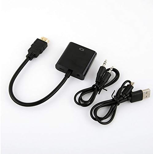 Адаптер Cuxnoo HDMI-VGA Конвертор HDMI-VGA 1080P с аудиоразъемом 3.5 мм и USB-захранване за преносими компютри HDMI, PC,
