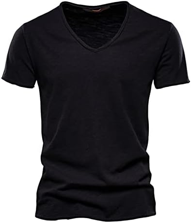 Мъжки тениски Ymosrh, Популярни Памучни Тениски с V-образно деколте и къс ръкав, Тениски за мъже