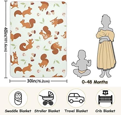 Пеленальное Одеяло с Белочками, Памучно Одеало за Бебета, Като Юрган, Леко Меко Пеленальное Одеало за детско креватче,