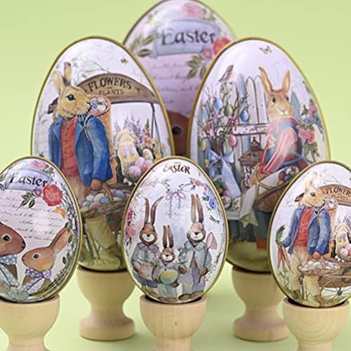 ABOOFAN 3 бр. Купа Великденски Яйца с принтом Заек, Наполняемая Черупки от яйца, Декоративна Ковчег за Бижута,