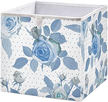 Кутии за съхранение Kigai Blue Rose, Куб, Сгъваема Кошница За Съхранение, Водоустойчив Домашен Органайзер с Дръжки, кош