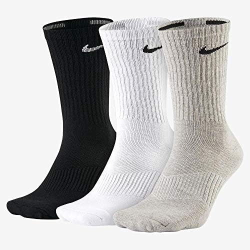 Чорапи Найки Cotton Cushion Crew Socks - X-Large (Мъжки размер 12-15) - Сив / Черен / бял (опаковка от 3 броя)