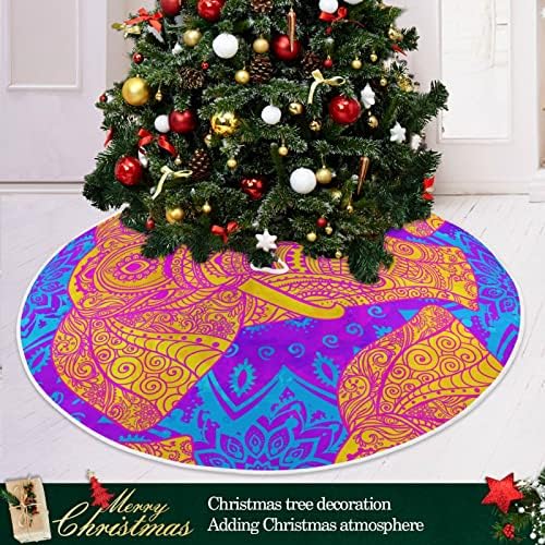 Oarencol Бохо Мандала Слон Коледно Дърво Пола 36 инча Цветен Цвете Коледна Празнична Парти Коледа Мат Декорация