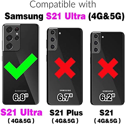 Asuwish е Съвместим с Samsung Galaxy S21 Ultra Glaxay S21ultra 5G Чанта-портфейл от закалено Стъкло, Защитно Фолио за екрана,