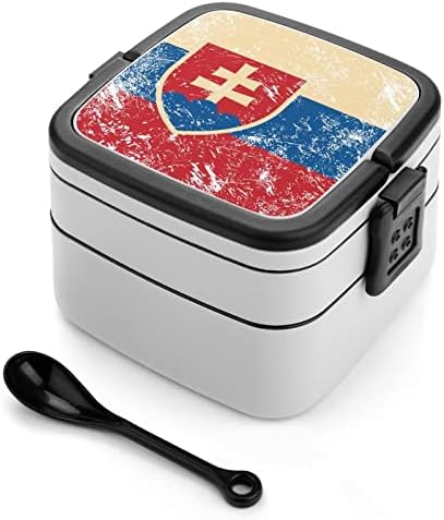 Кутия за Бэнто с Флага на Словакия в Ретро стил, Двуслойни Универсален Контейнер за Обяд с Лъжица за Пикник, Работа