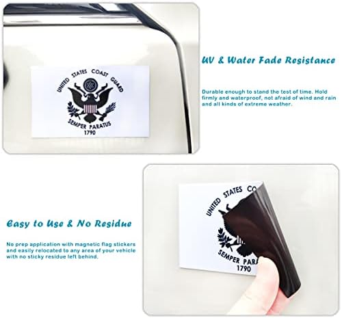 Стикер на магнит с флага на Бреговата охрана на САЩ JBCD - за автомобил SUV Truck (3 опаковки, 3x5 инча)