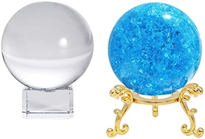 LONGWIN Комплект от 1 бр. 50 мм Прозрачна Кристална топка и 1 бр. 60 мм Кристално кълбо С лед, Треснувшего от Домашни Декоративни