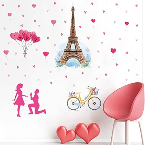 Стикер за стена на Св. Валентин, Парижката кула, Любители на Велосипеди, Декоративна Стикер на Стената за Спални,