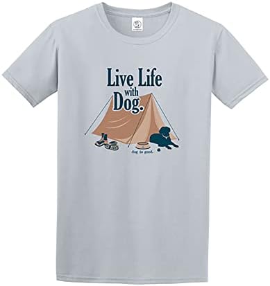 Тениска Унисекс Dog is Good Live Life with Dog с къс ръкав (Сив, XX-Large)