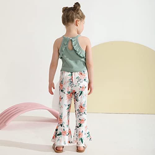 Комплекти дрехи от 2 теми За малките момичета, Летни Върховете на Бретелях, Разкроена Дълги Панталони, Комплект