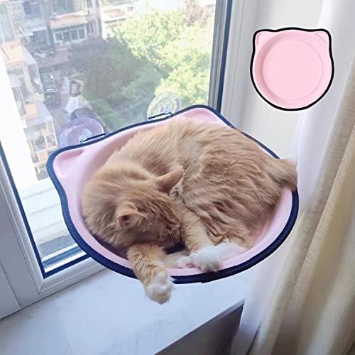 Bame ранд Cat Легло до прозореца, Хамак, на Седалката до прозореца, Розово Сладко Форма на Котешки Глави, с Вендузи, Сигурна