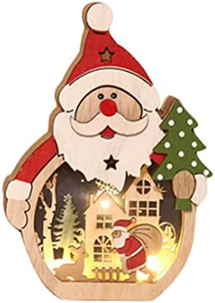 ABOOFAN Коледни Осветени на Дома Дървена Маса Дядо Коледа Знак LED Снежна Село Светлинен Украса на Вилата за Празнични Коледни
