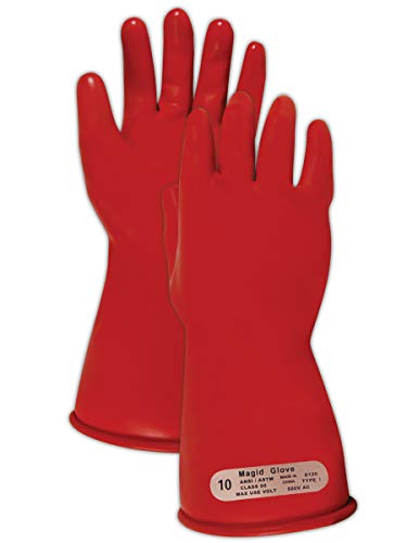 Предпазни Ръкавици за линейни защитници от естествен латекс MAGID клас 00, 1 Чифт, дължина 11 см, Червена