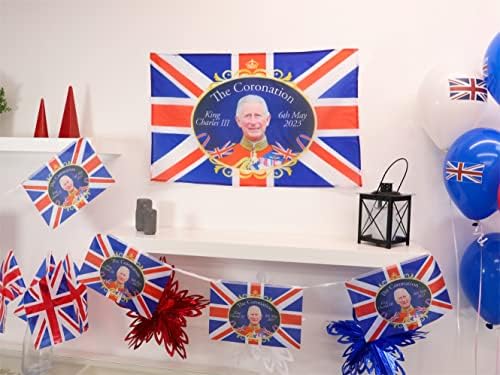 Toyland® 2,5 фута x 1,6 фута (76 см x 50 см) Магазин Флаг за Коронацията на крал Чарлз III Юниън Джак - Британски