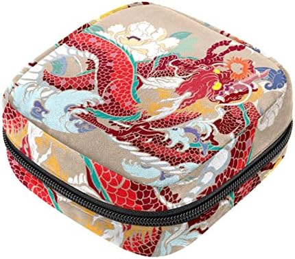 Цветна татуировка във формата на дракон и цвете сливи.Рисувани на ръка японски стария дракон с пионом и волновым фон дизайн за азиатски татуировки. Чанти за съхран?