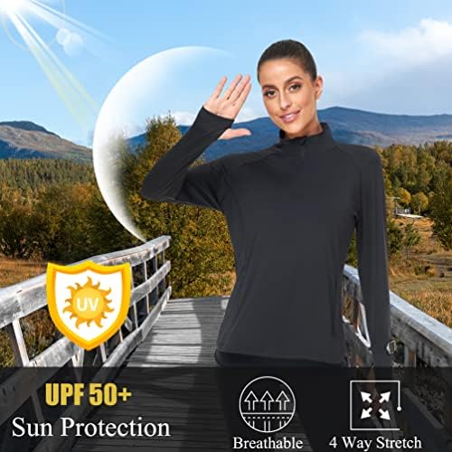 CUNYI/ Дамски Пуловери с Цип UPF 50 +, СЪС Защита От Слънцето с Дълъг Ръкав и една четвърт, бързо съхнещи