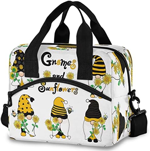 Oarencol Джуджетата на Слънчогледа Пчела Изолирано Чанта за Обяд Gnemes Цветя за многократна употреба Охладител-Тоут