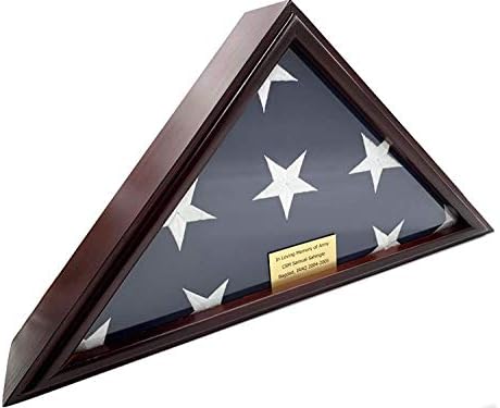 Витрина с флага DECOMIL 5x9 см за хартата на Погребението на американски ветерани - Масив, Дърво, Череша украса, Плоска
