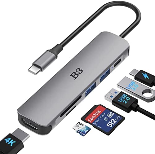 USB C Hub HDMI адаптер за MacBook Pro/Air Swith и други устройства Type C, многопортовый USBC Digital AV (ключ 6 в 1 с usb устройства, четец за карти typec USB 3.0/4K, HDMI/SD/TF), Мулти-докинг Type-c