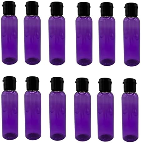 2 унция Виолетови пластмасови бутилки Cosmo - 12 опаковки на Празни бутилки за еднократна употреба - Не съдържат BPA