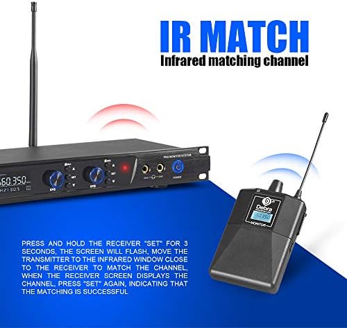 D Двуканална безжична ушна мониторная система на Дебра Audio PRO ER-202 UHF с вида на мониторинг за сцена, групи, звукозаписно