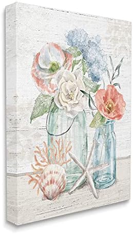 Stupell Industries Успокояващ Пролетни цветя, Морски Съдове, Морски натюрморт, Дизайн Мери на градската среда Платно, Стенно изкуство, 16 x 20, Многоцветен