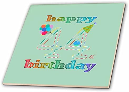 3дРоза с 44-ти рожден ден Торта със Свещ, балони, Шапка, Разноцветни Плочки (ct_352391_1)