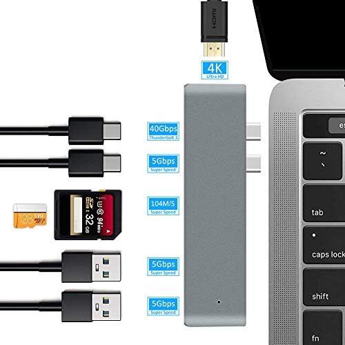 Портативна докинг станция XUNMAIFHB, Двойна Type-c C USB MacBook pro към HDMI, четец на карти памет TF, Център, Докинг