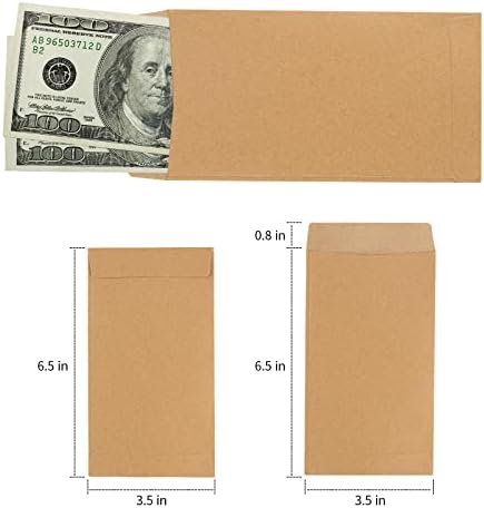 Granhoolm 50 Опаковки на Големи парични пликове 3,5 x 6,5 инча, Пари в Пликове за пари в брой, Парични пликове за план за