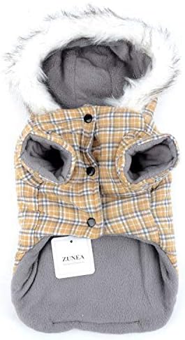 Зимно Палто за Малко Куче Zunea с качулка, Облекло за Кутрета от Клетчатого Отвътре, Супер Мек Топъл Пуловер с качулка