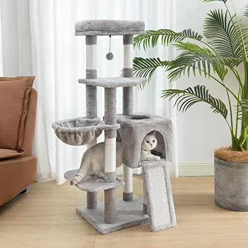 Kilodor Cat Tree 51,2-инчов Котешка кула за Стайни Котки Голяма на няколко Нива апартамент за Коте с Покрита Сизалем Когтеточкой