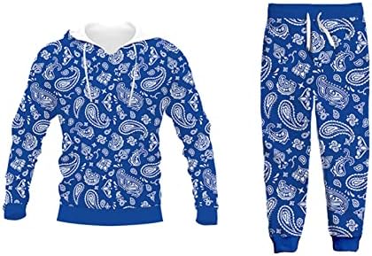 Забавна Синя Тениска с 3D принтом Пейсли/Hoody /Блузи с цип / Тънка Яке / Панталон Всекидневен Костюм