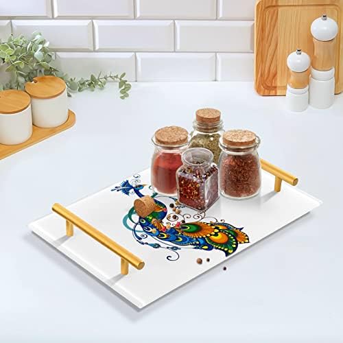 Акрилни Тава Dallonan за Баня, Правоъгълни и Декоративни табли за сервиране под формата на Павлина със Златни Дръжки за Кухня,