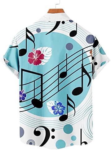 ZNDD/ Мъжки Ежедневни ризи с копчета и къс ръкав, Летни Плажни ризи Обичайното намаляване с винтажным принтом Музикални Ноти,