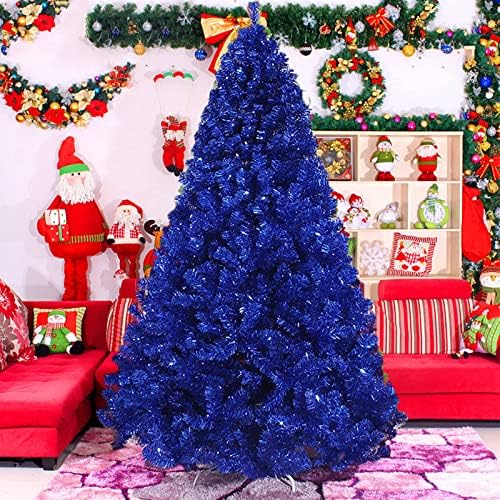 Коледно дърво е с височина 4 фута и 5 фута и 6 фута 7 фута, 8 фута, Коледна елха Синьо Голяма Изкуствена елха с криптиран код Коледно дърво (Синя, 8 фута / 240 см)