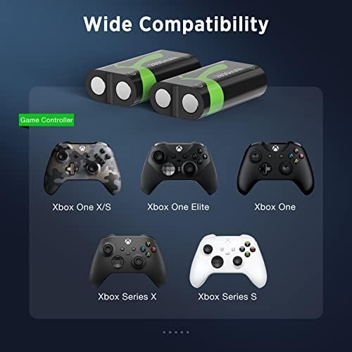 Акумулаторна батерия за контролера на Xbox One X/S/Elite|X Series/S, зарядно устройство с комплект батерии с голям капацитет 2 елемента 2800 ма и кабел за бързо зареждане