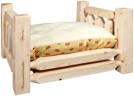 Montana Woodworks Homestead Collection Голямо легло за домашни любимци с матрак с размери 30 на 40 сантиметра, Петна и лак