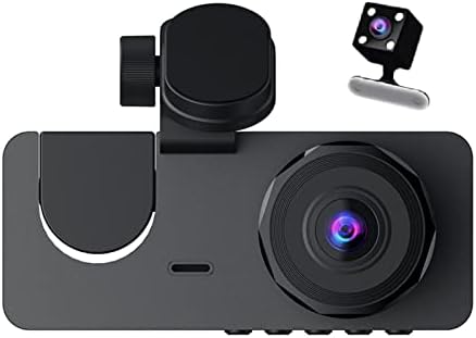 Видеорекордер HD 1080P, 3-канален Видеорегистраторная камера Отпред и отзад Вътре, широк ъгъл на виждане 170 ° + 140 ° с, IR нощно виждане, Циклична запис, G-Сензор