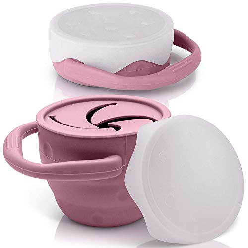 Сгъваема чаша, за закуски, за малки деца и бебета - Непроливающийся контейнер за закуски за деца, изработени от хранително-силикон,