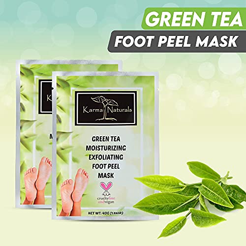 Маска за пилинг на краката Хидратиращ Пилинг маска за крака с Зелен чай - Karma Organic Feet Peeling Masks за Сухи, напукани