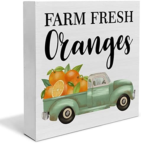 Оранжев Дървена Кутия Знак Ферма Пресни Портокали Камион Дървена Кутия Знак на Летните Художествени Блокове