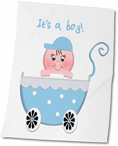 3dRose Сладко детска количка-бебешка количка в синята грах за момче - Кърпи (twl-155269-2)