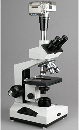 Част тринокулярный микроскоп AmScope T400B, Окуляры WF10x и WF20x, увеличаване на 40-2000 път, Ярко поле, Халогенни