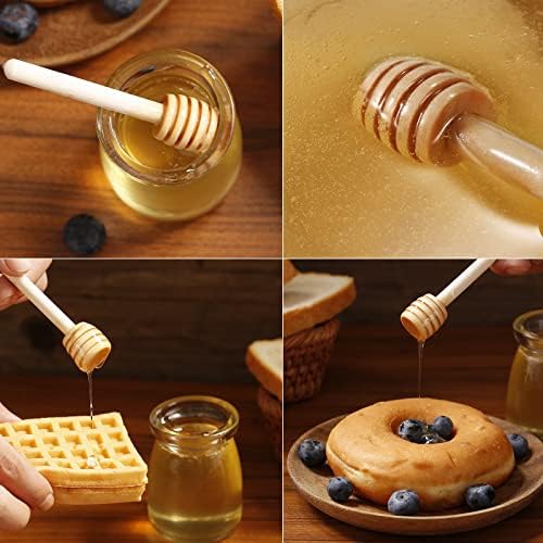 3-Инчови Пръчки-Творби за мед, 4 бр Мини-Дървена Пръчка във формата на Сот, Малки Лъжички за Мед, Пръчка-Мешалка