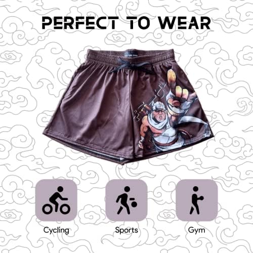 Мрежести къси панталони QSP Аниме за мъже и Жени - Дишащи Шорти за тренировки - Спортни Къси панталони, с Меки джобове и завязками