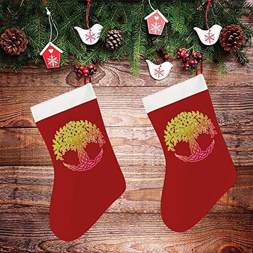 Коледни Чорапи Дървото на Живота, Къси Плюшени Коледни Чорапи, Подвесное Украса за Коледната Елха, Украса за Камината 26x42
